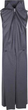 Issey Miyake Shell Dress - Dames - Maxi kleedjes - Grijs - L - Wol - Kleedjes
