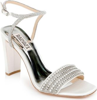 Badgley Mischka Collection Kari Ankle Strap Sandal in Whitesatin at Nordstrom Rack, Size 6.5