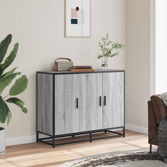 Berkfield Home Sideboard Grey Sonoma 94x35x76 cm Engineered Wood | Size: 94 x 35 x 76 cm
