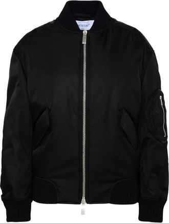 Off-white Oversized Zwarte Nylon Bomberjack - Dames - Bomber jackets - Zwart - S - Nylon - Jassen