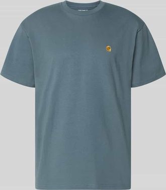 Carhartt Work in Progress Regular Fit T-Shirt mit Logo-Stitching Modell Chase in Rauchblau, Gr&ouml;&szlig;e XXL
