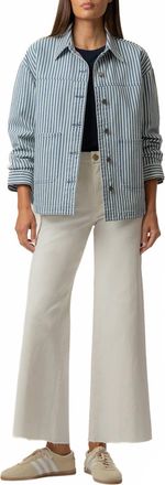 Kut from the Kloth Ellie Stripe Denim Jacket In Indigo/white