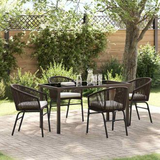vidaXL Conjunto De Comedor De Jard&iacute;n 5 Pcs Marr&oacute;n Polirat&aacute;n Vidaxl