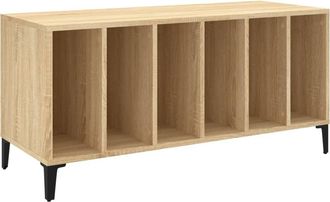 vidaXL Mueble Discos Madera Contrachapada Roble Sonoma 100x38x48 Cm Vidaxl