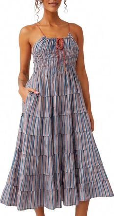 Free People Womens Going Steady Midi Dress In Taupe Combo