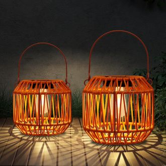 OEM Faroles Solares De Exterior De Estilo Bohemio, Impermeables, L&aacute;mparas Colgantes De Mimbre Y Rat&aacute;n Tejido Para Jard&iacute;n, Terraza, Porche, &Aacute;rboles, C&eacute;sped