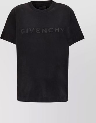 Givenchy crystal embellished ribbed crew neck loose fit cotton t shirt