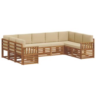 vidaXL Conjunto De Sof&aacute;s De Exterior 9 Uds. Natural Y Beige Vidaxl