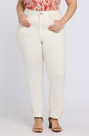 NYDJ Marilyn Triple Stitch High Waist Straight Leg Jeans in Vintage White at Nordstrom, Size 16W