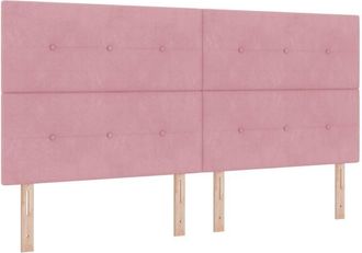 vidaXL Headboard Wall-mounted with Headboard Manual Pink 200 cm Velvet vidaXL
