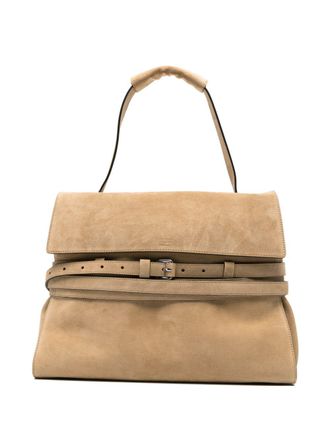 Moschino Beige Leather Suede Buckle Belt Bag