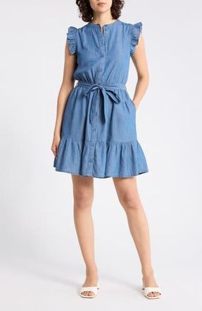 Melrose and Market Sleeveless Chambray Dress in Medium Wash at Nordstrom Rack, Size X-Large
