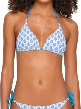 Heidi Klein Womens La Croissette Reversible Triangle Top In Provence Print/sol Blue