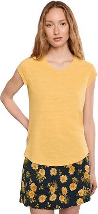 Royal Robbins Vacationer V-Neck Short Sleeve Womens T Shirt Sunbeam Stripe : MD, Hemp/Cotton