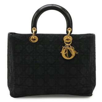 Dior Black Nylon Patent Leather Handbag Tote Bag (Pre-Owned)