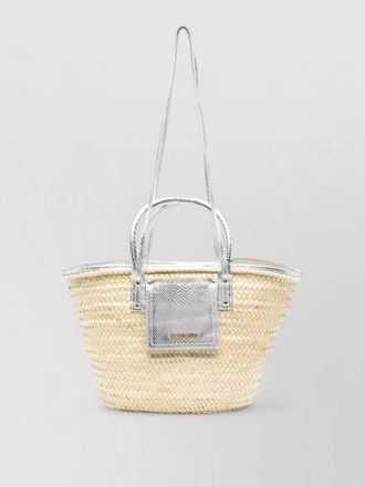 Jacquemus soli woven basket bag leather handles