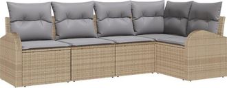 vidaXL Garden Sofa Set with Cushion 5 pcs Beige Poly rattan Vidaxl