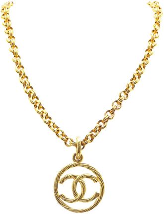 Chanel Collana placcata in oro con pendente Tornado CC 1993