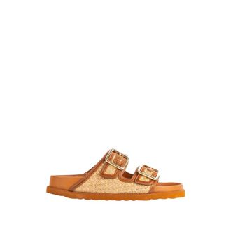 Birkenstock Schoenen, Dames, Bruin, 38 EU, Leer, Arizona Framed Raffia Narrow Fit