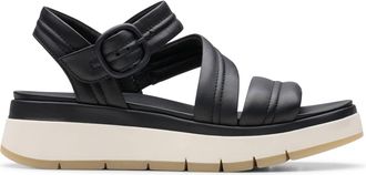 Clarks Womens Tuscan Strap Sandal, Black Leather, 8 UK