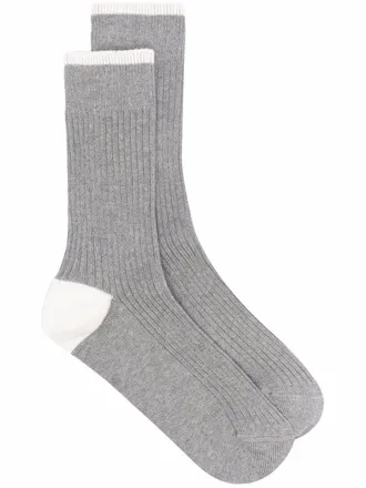 Brunello Cucinelli Geribbelde sokken - Grijs