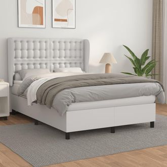 vidaXL Vidaxl - Cama Box Spring Con Colch&oacute;n Cuero Sint&eacute;tico Blanco 140x190 Cm