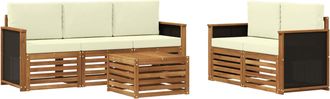 vidaXL Conjunto De Sof&aacute;s De Exterior 6 Uds. Natural Y Crema Vidaxl