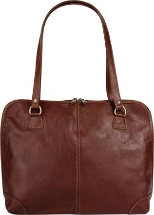 Pik&eacute; Shopper PIK&Eacute;, Damen, Gr. B/H/T: 38cm x 30cm x 13cm onesize, braun, Leder, beschichtet, gl&auml;nzend, Taschen Shopper, echt Leder, Made in Italy