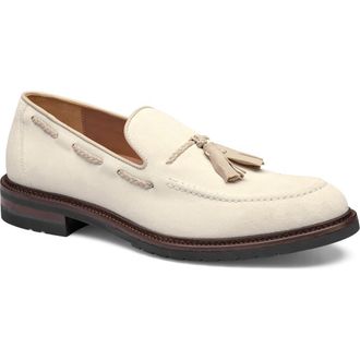 Johnston & Murphy Hartford Tassel Loafer in Ivory Italian Suede at Nordstrom, Size 11.5