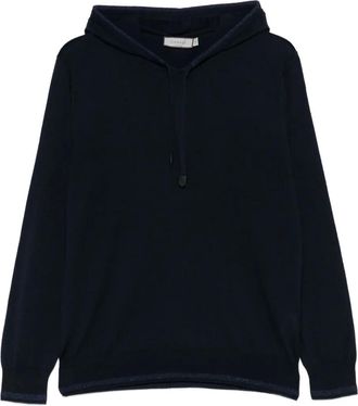 Canali Felpa in lana merino con cappuccio - Blu