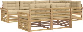vidaXL Conjunto De Sof&aacute;s De Exterior 7 Uds. Y Beige Poli&eacute;ster Vidaxl