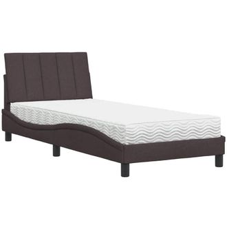 vidaXL Cama Con Colch&oacute;n Tela Marr&oacute;n Oscuro 90x190 Cm Vidaxl