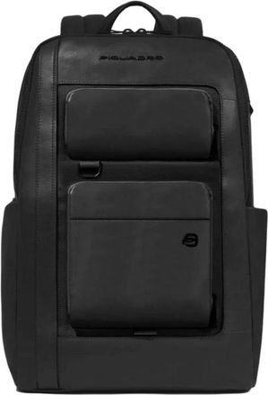 Piquadro Tassen, Heren, Zwart, ONE Size, Leer, Laptop en i Pad Pro Rugzak