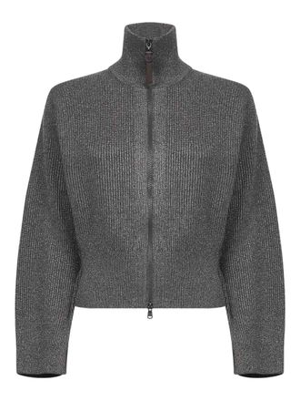 Brunello Cucinelli Vest met hoge hals en ritssluiting - Grijs