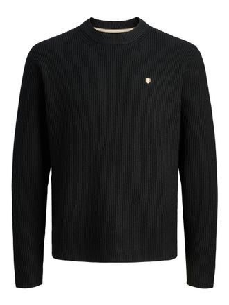 Jack & Jones Strickpullover JACK & JONES JPRBLURICHARD KNIT CREW NECK, Herren, Gr. M, schwarz, Strick, Obermaterial: 73% Polyester, 27% Polyacryl, unifarben, regul