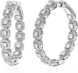 Vir Jewels 3 cttw Lab Grown Diamond Hoops Earrings in Sterling Silver With Latch Backs For Women