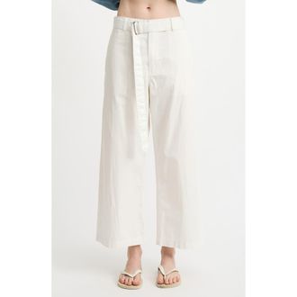 Denimist Belted Wide Leg Cotton Chino Pants in White at Nordstrom Rack, Size 24