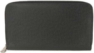 Louis Vuitton Taiga Black Noir Taiga Leather Leather Long Wallet (Bi-Fold) (Pre-Owned)