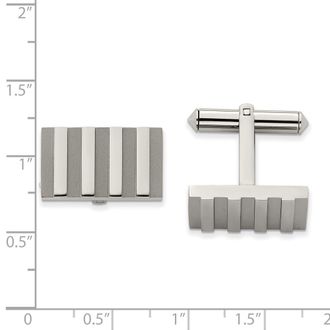 Diamond2Deal Titanium Brushed and Polished Stripes Cufflinks