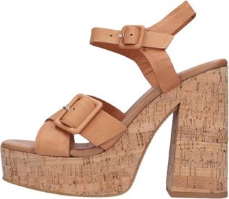 Notre-V Schoenen, Dames, Bruin, 40 EU, Leer, High Heel Sandal 618009