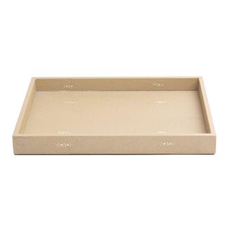 Posh Trading Company Chelsea Medium Tray - Faux Shagreen Natural in Beige