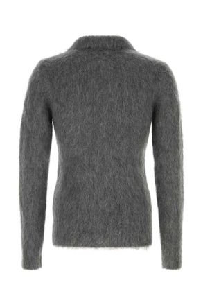 Gucci Mens Grey Mohair Blend Cardigan Lillac Exterior: Nylonwool Polo