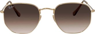 Ray-Ban Ray Ban Hexagonal Flat Lenses Brown Gradient Unisex Sunglasses RB3548N 912443 54