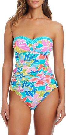 Bleu Rod Beattie Floral Strapless Tankini Top in Aqua Fresca at Nordstrom, Size 10