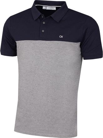 Calvin Klein Mens Colour Block Golf Polo Shirt - Navy/Silver Marl - XXL