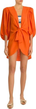 Adriana Degreas Solid Shirt With Voluminous Sleeve In Orange