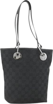 Gucci Pre-owned Vintage GG Canvas Tote Bag - Dames - Vintage Schoudertas - Zwart - ONE Size - Leer - Vintage