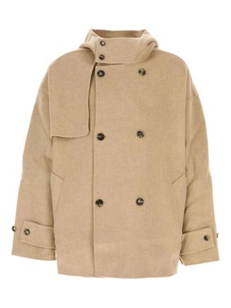 J.W.Anderson hooded wool double-breasted coat - men - Wool - L - Neutrals