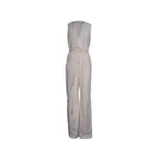 Erika Cavallini Semi Couture Jumpsuits, female, Beige, Size: XS Sleeveless V-neck Wrap Jumpsuit