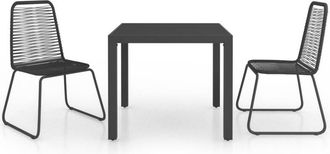 vidaXL Set De Comedor De Jard&iacute;n De 3 Piezas Pvc Rat&aacute;n Negro Vidaxl